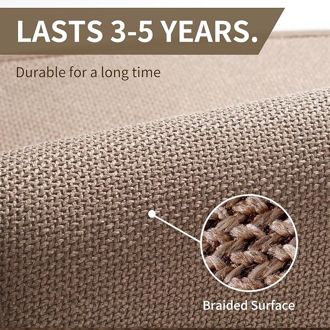 YDKGL Kitchen Mats for Floor, Super Absorbent Kitchen Rugs Non Slip Washable, Soft Imitation Linen Braided Kitchen Runner Rug, Standing Mat Kitchens Sink Mat, Easy to Clean, Brown 17x95