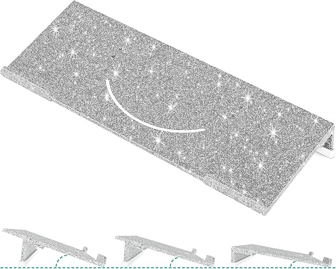 Ergonomic Computer Keyboard Stand - Adjustable Keyboard Riser Tilt Glitter Silver Acrylic Keyboard Tray Non-Slip Elevated Typing Key Board Holder Lift for Home Office Desk Accessories