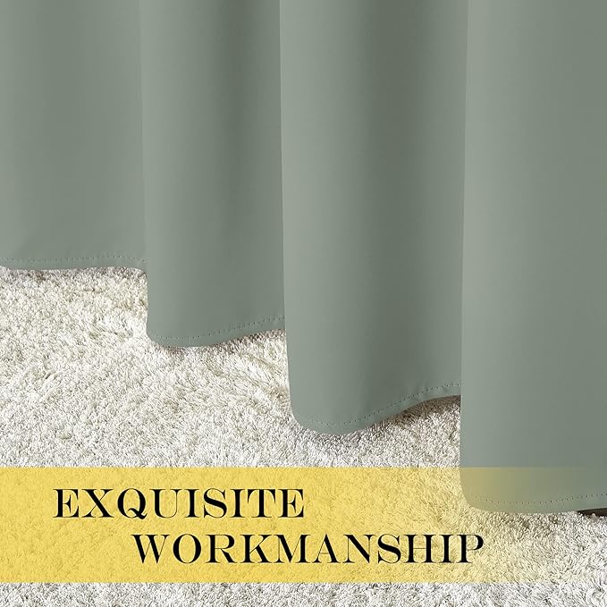 NICETOWN Blackout Curtains 72 inches Long, Grommet Privacy Window Treatment Thermal Insulated Room Darkening Sliding Glass Door Drape for Bedroom Living Room, 1 Panel, W100 x L72, Sage Green