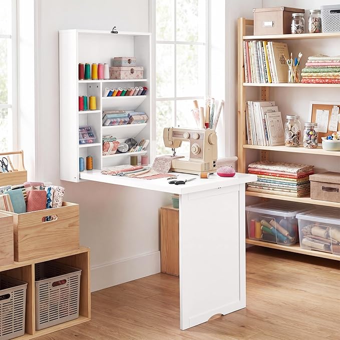 Casart Multi-Function Computer Desk, Wall Mounted Fold Out Table, Convertible Desk Writing Desk for Home and Office