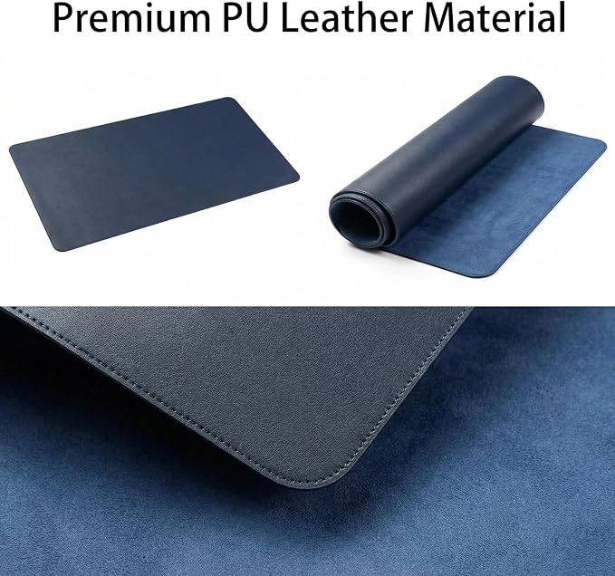 Desk Pad Blotter,PIPRE 26x42.95 in PU Leather Mouse Pad,Waterproof Non-Slip Writing Desktop Protector Mat,Office Desk Accessory,Dark Blue