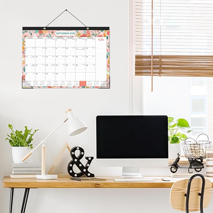 Coboll Desk Calendar 2026-2027 for Office & Home, Thick Paper, Jul 2026-Dec. 2027, Corner Protectors, Ruled Blocks, To-Do Notes, Monthly Desktop Desk/Wall Planner, Large Month View - Green, 12 x 17