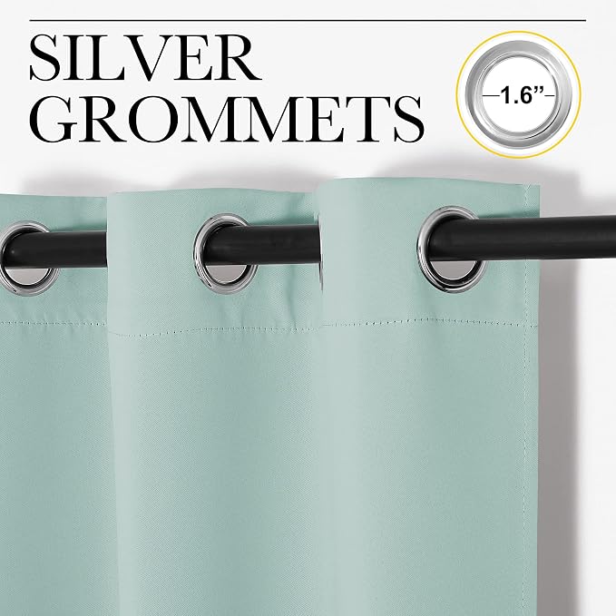 NICETOWN Window Curtain Panels, Thermal Curtains Insulated Solid Grommet Blackout Draperies/Drapes for Loft Window (Aqua, One Pair, 34 by 84-inch)