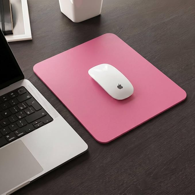 Leather Desk Pad Protector, Waterproof Mouse Pad, PU Desk Mat, Office Desk Cover, Desk Writing Mat for Office/Home/Work/Cubicle (Pink) 9x8 in