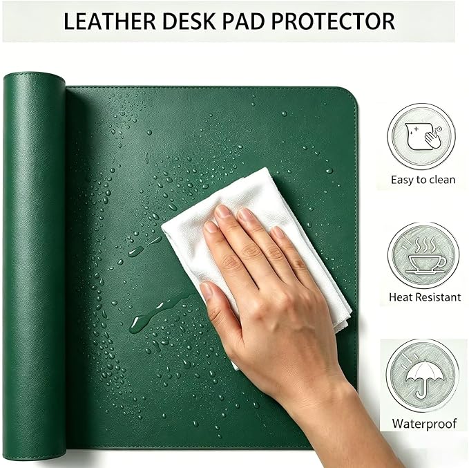 Leather Writing Desk Pad, 21’’x31” Heat Resistant Waterproof Round Edge Durable Table Protect Surface, Writing Pad Desktop Cover
