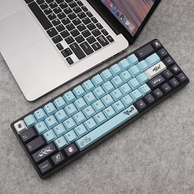 JSJT Sky and Blue Keycaps -Custom Keycap137 Keys PBT Dye Sublimation Cherry Profile Keycaps for ANSI/ISO Layout rk61/64/68/84/980/104 MX Switches Mechanical Keyboards