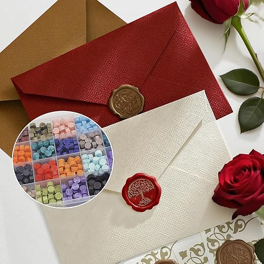 xxxHOLIC Wax Seal Kit – 360 Beads in 24 Colors, Smokeless & Crack-Resistant Seal Wax Starter Set with Melting Spoon & Tea Lights for Wedding Invitations & Envelope Sealing
