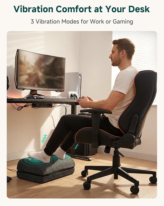 Snailax Footrest Massager with Adjustable Vibrating Heat, Ergonomic Footrest for Desk & Office, Foot Massager for Relaxation, Product for Office Workers, Fathers Day Gift for Dad