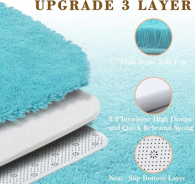 Rugs for Living Room 6x9, Alfombras para Salas Shag Large Plush Soft Area Rug, Shaggy Carpets for Bedroom,Home Decor Aesthetic(Teal Blue, 6 x 9)