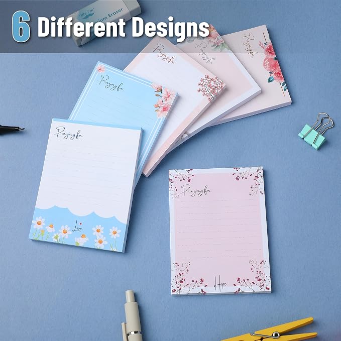 Mr. Pen- Floral Lined Sticky Notes, 3" x 4", 6 Pads, 60 Sheets/Pad | Aesthetic Sticky Notes with Lines, Ruled Post Stickies, Memo Pads, Self-Stick Note Pad for Office, School, Home, Study
