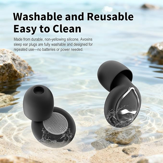 Ear Plugs for Sleeping Ultra-Soft Silicone Earplugs for Noise Cancelling Concerts Reusable Noise Reduction Earbuds for Travel Focus Work 33dB Hearing Protection with 9 Ear Tips & Case (Black)