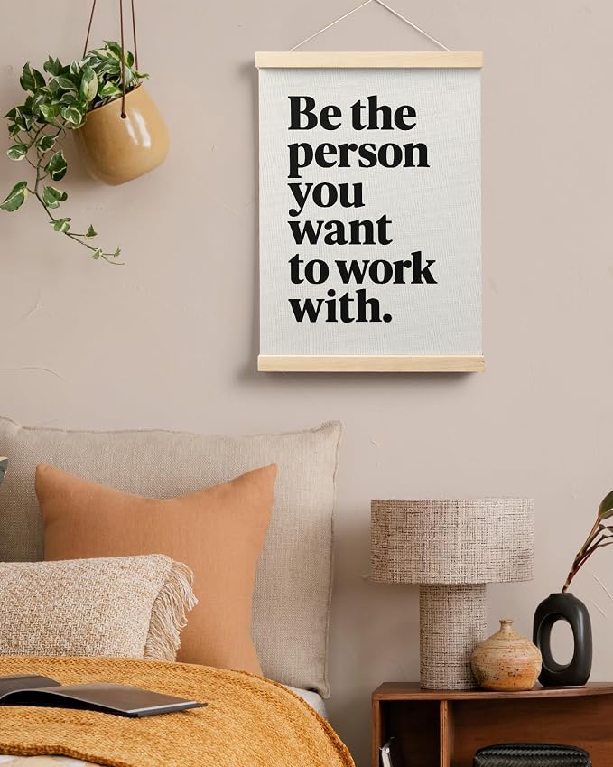 FGFK Be the Person You Want to Work with Inspirational office Framed hanging Canvas wall art Poster Prints decor for women,Trendy Motivational posters office decorations for work,12x16 Inch