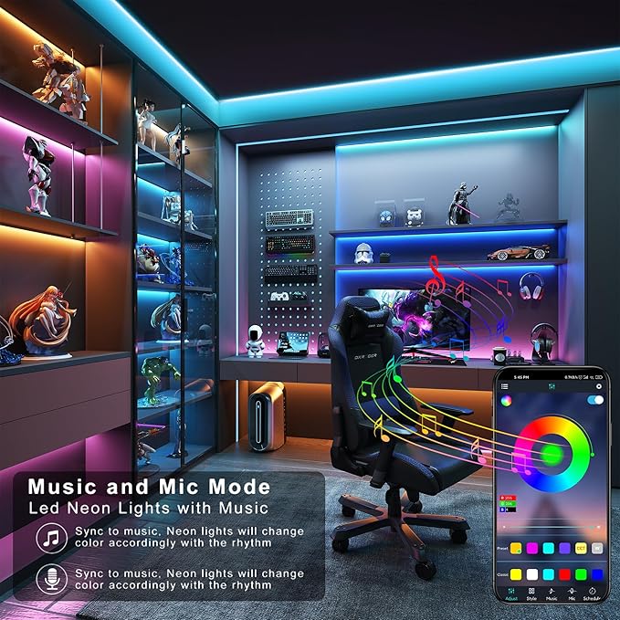 Led Lights for Bedroom 100 ft (1 Roll of 100ft), Music Sync RGB Led Strip Lights with Remote App Control, Color Changing Led Lights for Room Home Kitchen Party Decor