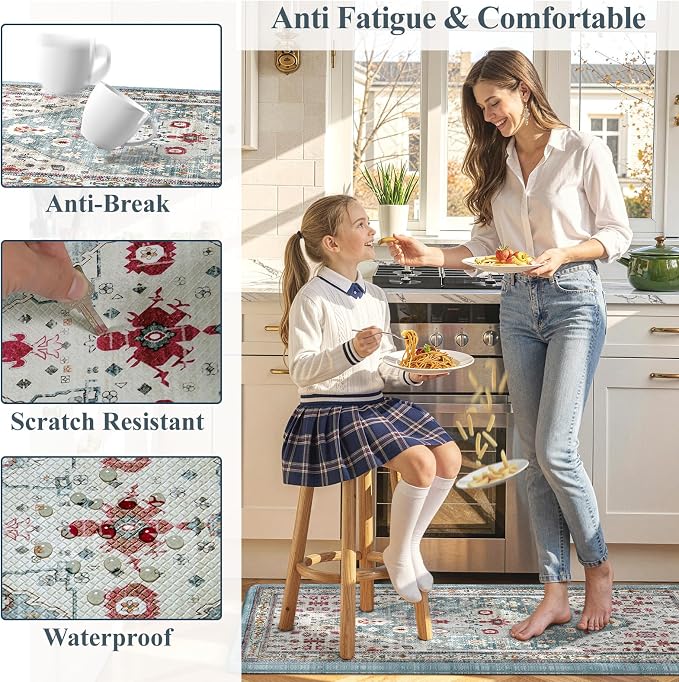 Collive Kitchen Mats for Floor, Cushioned Anti Fatigue Kitchen Rugs Waterproof Sink Rugs Non Slip, Soft Comfortable Standing Mats for Office, Laundry, 17”x59”