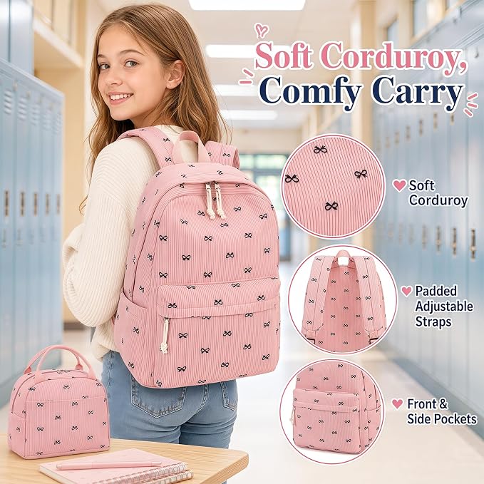 LEDAOU Backpack for Girls School Bag Kids Bookbag Teen Backpack Set Daypack with Lunch Bag and Pencil Case | Kids