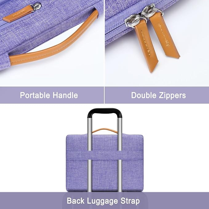 MOSISO 360 Protective Laptop Case 15 inch, 15 inch Laptop Sleeve Compatible with MacBook Air M4 M3 M2 2025 2024 2023, Dell XPS Plus, Side Open Carrying Case with 4 Zipper Pockets&Handle, Purple