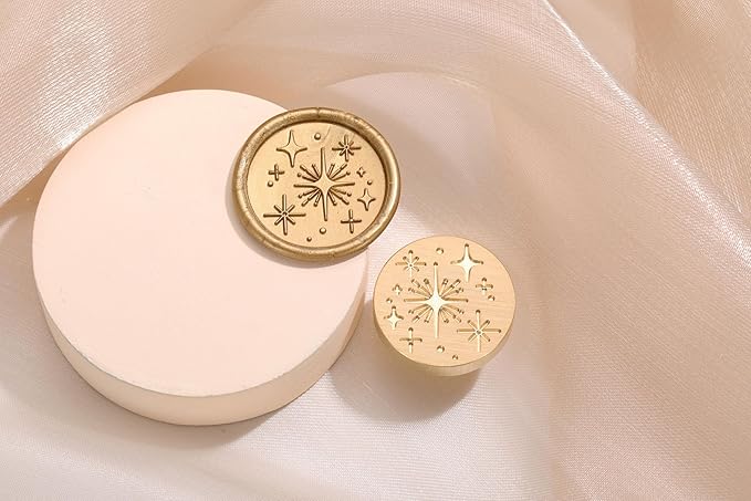 Yoption 6 Pcs Wax Seal Stamp Set, Be Our Guest, Star, Heart, Plant Sealing Stamps Kit with Wooden Handle and Brass Head for Wedding Christmas Greeting Cards Gift