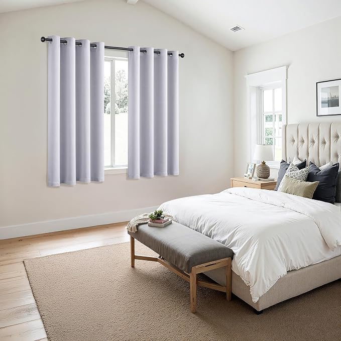 MIULEE Blackout Curtains for Bedroom Living Room 2 Panels, Thermal Insulated Room Darkening Drapes Grommet Noise Reducing Light Blocking Window Treatments 63 Inches Long 50x63 Inch Greyish White