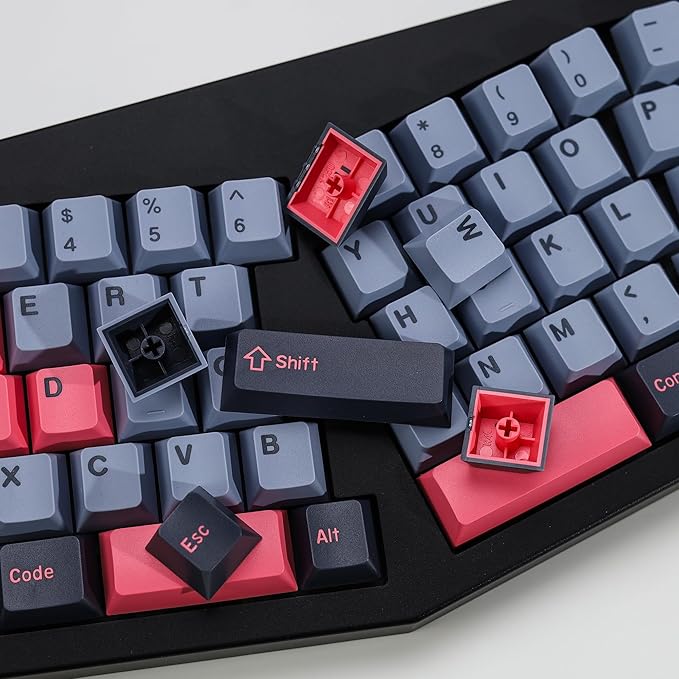8008 PBT Double Shot Keycap Set,174 Keys Retro Blue Custom Key Cap Keycaps 60 Percent Cherry Profile Keycaps for 61/64/68/84/87/100/104/108 Mechanical Keyboard
