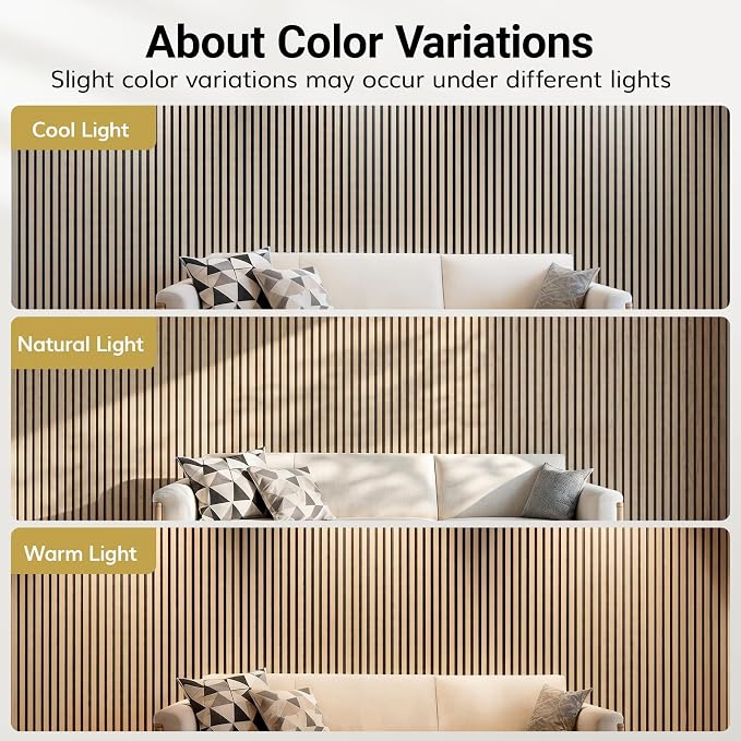 TONOR Wood Slatwall Panels, 4 Pack 47.2" x 23.6"/ 120 x60cm(31ft²) Acoustic Wall Panels, Wood Slat Acoustic Panels for Noise Cancelling and Wall Décor Living Room, Bedroom, Home Decor, Office, Oak