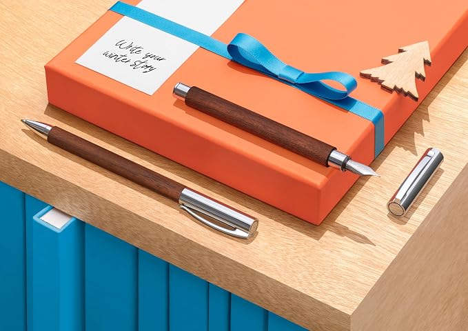 Faber-Castell Ambition Fountain Pen, Walnut Wood - Broad