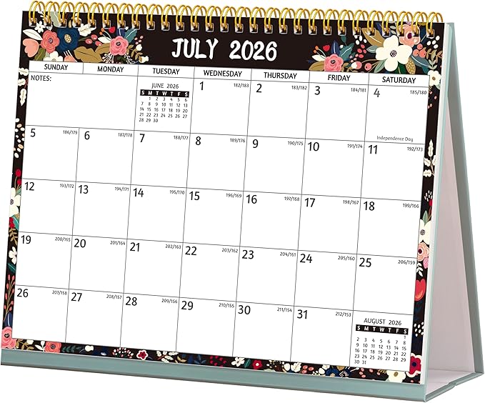Desk Calendar 2026-2027 - Standing Flip Desktop Calendar 2026-2027, 18 Months(July 2026 - December 2027), 10" x 8", Large with Notes, To-dos, Yearly Overview, Thick Paper, Great for Easy Planning