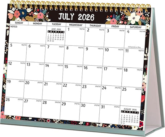 Desk Calendar 2026-2027 - Standing Flip Desktop Calendar 2026-2027, 18 Months(July 2026 - December 2027), 10" x 8", Large with Notes, To-dos, Yearly Overview, Thick Paper, Great for Easy Planning