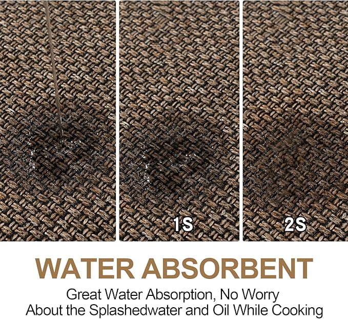 Kitchen Mat, Rubber Backing Cushioned Non Slip Kitchen Rugs for Floor, Absorbent Runner Comfort Standing Mat Rug Washable for Kitchen, Office, Home, 35.4"x71" (Brown)