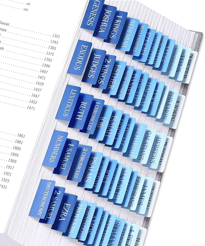 Bible Tabs for Women & Men, Bible Tabs for Study Bible, Large Print Neutral Bible Tabs for Easy Navigation, Bible Index Tabs, 66 Tabs Old & New Testament, Extra 9 Blank Tabs - Ocean Serenity