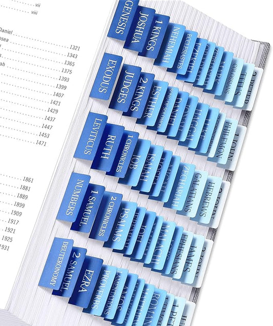 Bible Tabs for Women & Men, Bible Tabs for Study Bible, Large Print Neutral Bible Tabs for Easy Navigation, Bible Index Tabs, 66 Tabs Old & New Testament, Extra 9 Blank Tabs - Ocean Serenity