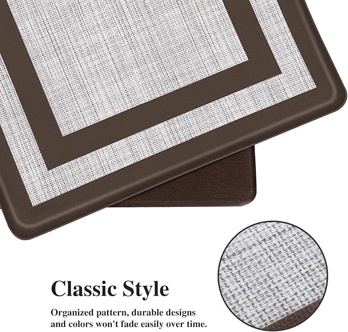 Mattitude Kitchen Mats Set of 2 Cushioned Rugs 0.47 inch Thick Anti-Fatigue Mats for Kitchen Floor,Waterproof Non-Slip Mats and Rugs Set for Office,Floor,Laundry 17.3"×29"+17.3"×59",Chocolate