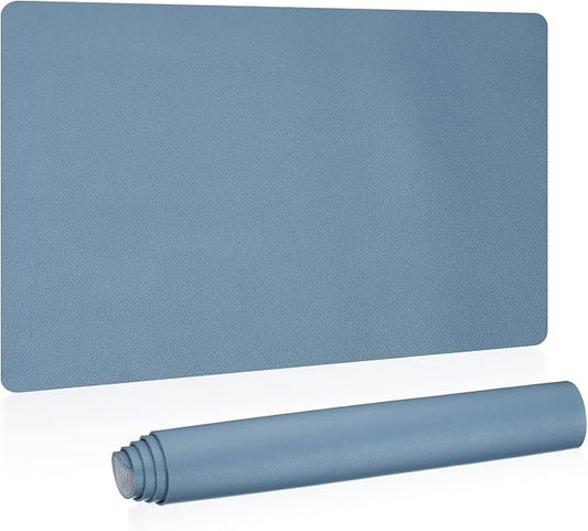 PATIKIL Large Desk Mat, 24"x13" Non-Slip Waterproof PU Leather Desk Pad, Dual Sided Desktop Protector Cover for Office Home Work Study, Grey Blue