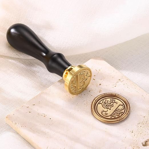 Yoption Traditional Initial Alphabet Wax Seal Stamp with 120 Antique Gold Wax Seal Beads Kit for Wedding Engagement Party Invitation Envelope Christmas Gift Wrap - Letter J