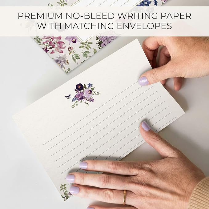 Beautiful Stationery Set with Envelopes - Premium-Quality, No-Bleed Lined Letter Writing Paper with Elegant Floral Designs - Cute Stationary Supplies Kit for Women & Personalized Gift for Loved Ones