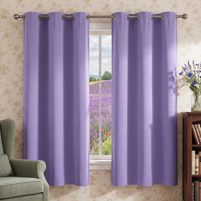 NICETOWN Thermal Insulated Grommet Room Darkening Curtains/Draperies/Panels for Bedroom (Lavender Purple, 2 Panels, W42 x L63 inches)