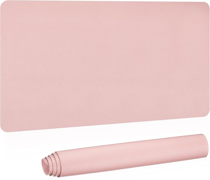 PATIKIL Desk Mat, 35"x17", Waterproof PU Leather Desktop Protector, Dual Sided, Light Pink