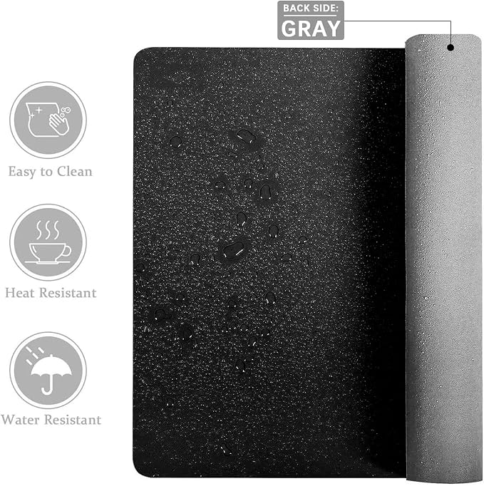 Aothia Double-Sided PU Leather Desk Pad - Non-Slip Large Mouse Pad & Desk Mat for Office, Home - Waterproof, Easy to Clean, Durable Dual-Sided Surface (36" x 17", Black)