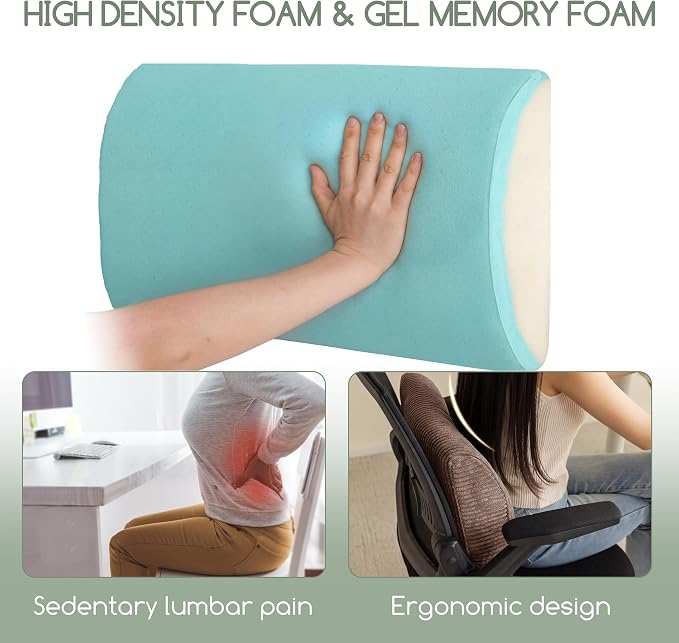 HIGOGOGO Lumbar Support Pillow for Recliner Chair/Accent Chair/Couch, Large Memory Foam Back Support Cushion for Elderly, Recliner Cushions for Back Rest, Pain Relief, Reading, Washable Cover, Brown
