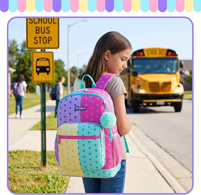 School Backpack for Girls,Kids Backpack with Lunch Box,Lightweight Elementary Bookbag for Girls, Cute Backpacks for School & Travel