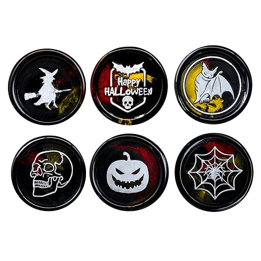 SWANGSA Halloween Wax Seal Stamp Set, Vintage 6 Pieces Sealing Wax Stamp Heads and 1 Wooden Handle for Halloween Party Invitations, Letters, Envelopes, Christmas (Halloween Set)