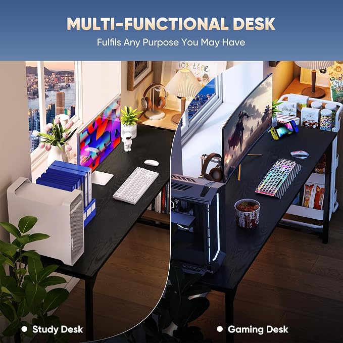 DUMOS 32 in Small Computer Desk for Home Office, Modern Study Work Table Simple Style for Bedroom, Writing Desks with X-Shaped Reinforcement, 2 Pack, Black