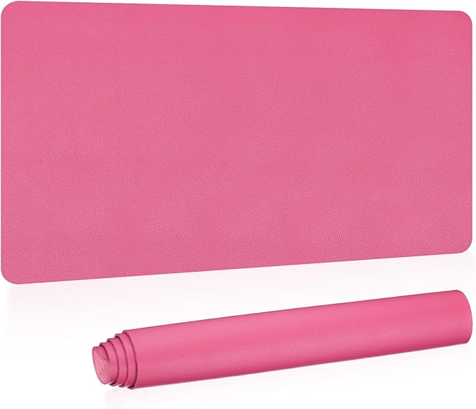 PATIKIL Large Desk Mat, 31"x15", Non-Slip Waterproof PU Leather Desk Pad, Dual Sided Work Study Desk Pad, Rose Red