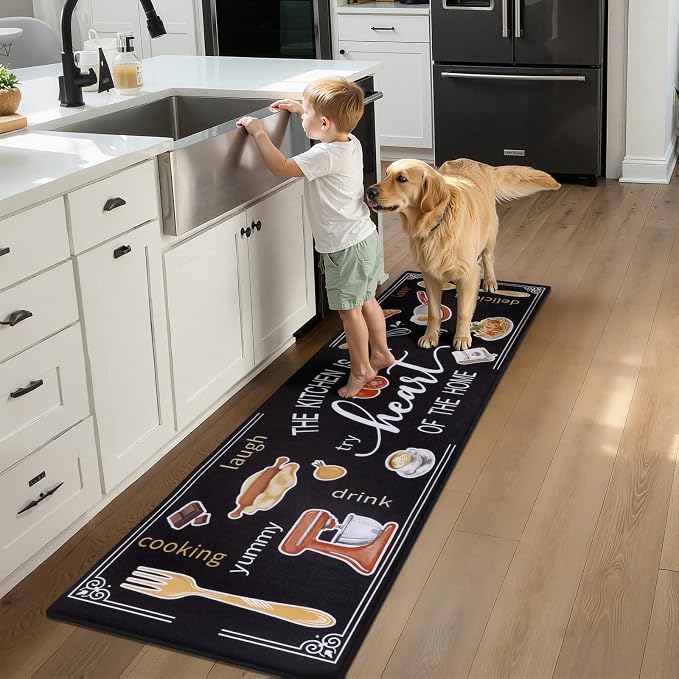 Yamaziot 24"x 94" Anti Fatigue Kitchen Rug, Non-Slip Cushioned Floor Mat | Waterproof, Stain Resistant, Farmhouse Cushioned Comfort Standing Desk Mat Runner Rug for Kitchen, Office, Sink, Laundry