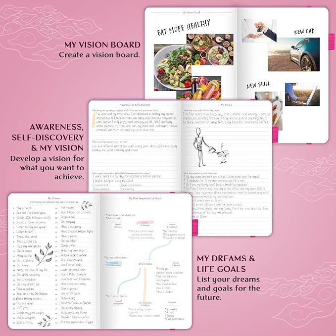 Legend Undated Weekly Planner – Goal Planner Journal & Organizer Notebook – Agenda Book with Monthly Calendar & To-Do List, A5 (Hot Pink, Gold)