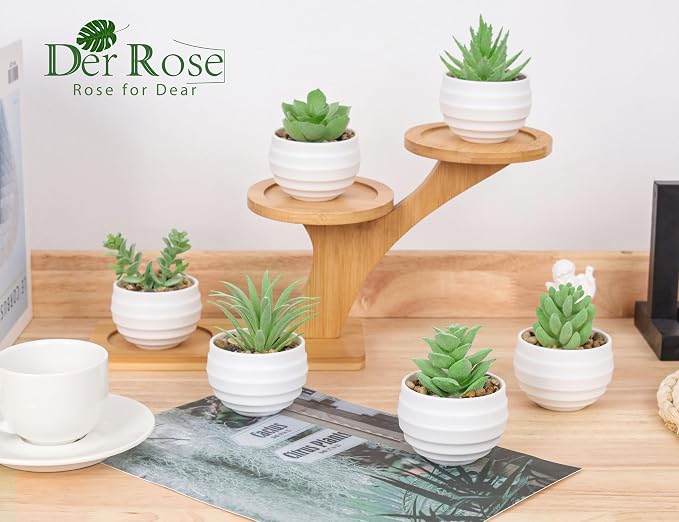 Der Rose 6 Pack Fake Plants Small Realistic Succulents Plants Artificial for Home Room Decor Indoor