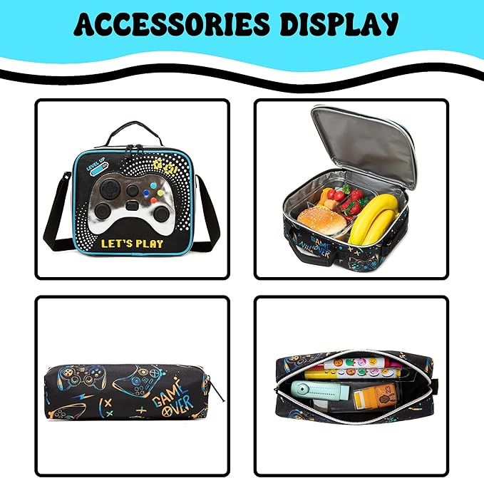 Boys Rolling Backpack for School Backpack with Wheels for Kids Roller Backpacks for Kids Backpacks with Lunch Box Pencil Case for Elementary Back to School Supplies