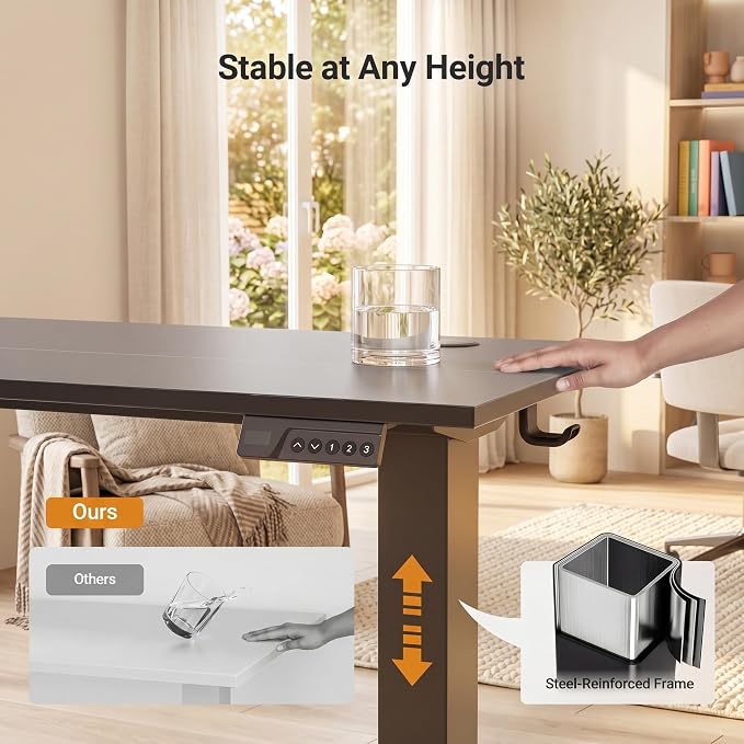 Claiks Electric Standing Desk, Adjustable Height Stand up Desk, 40x24 Inches Sit Stand Home Office Desk with Splice Board, Black Frame/Deep Black Top