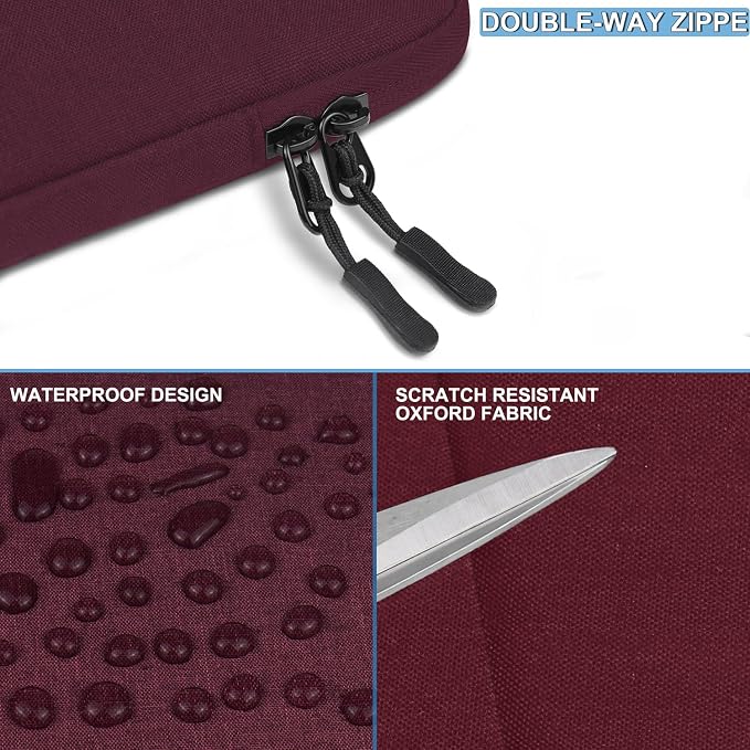 15.6 inch Laptop Sleeve, Shockproof Protective Computer Sleeve Cover with Accessories Pocket, Water Resistant Traveling Carrying Laptop Bag Compatible for MacBook Dell HP Acer Lenovo, Magenta