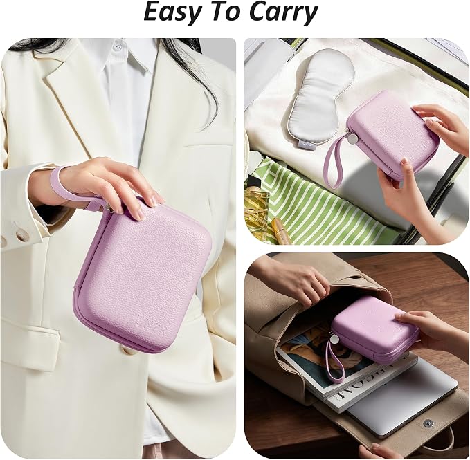 Charger Case for Macbook, Portable Tech Electronic Organizer Bag, Small Travel Storage Pouch for Laptop Accessories, MacBook Power Adapter, Charging Cords, USB Drives (Light Purple, L)