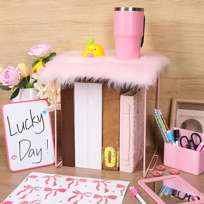 14 PCS Pink Locker Accessories Kit Back to School Locker Decorations Supplies for Girls with Locker Shelf Magnetic Wallpaper Whiteboard Mirror Organizer Markers Rug String Lights and Cute Bow Magnet